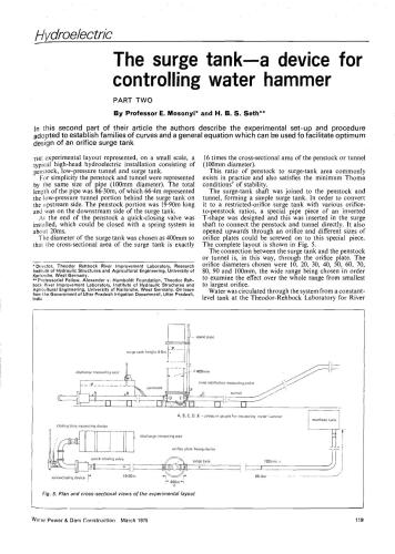The Surge Tank - A Device for Controlling Water Hammer Part II - WP&DC Issue March 1975