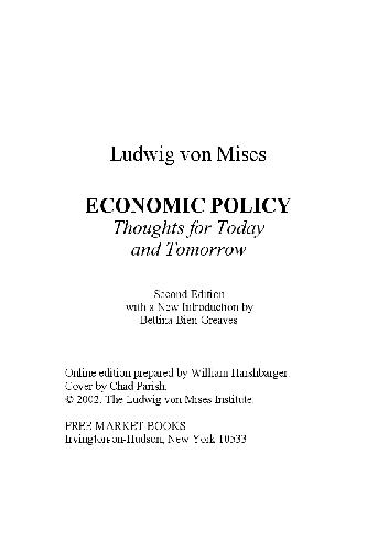 Economic policy, thoughts for today and tomorrow