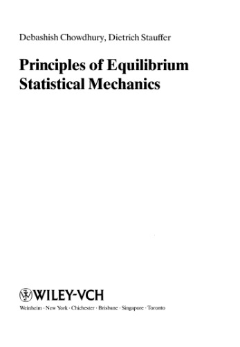Principles of Equilibrium Statistical Mechanics