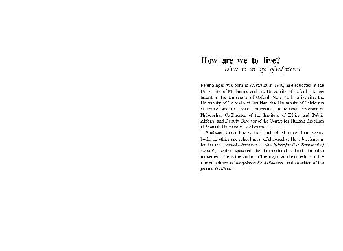 How are We to Live?: ethics in an age of Self-Interest