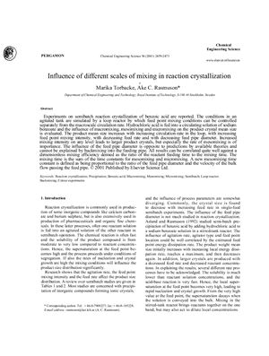 Rasmuson Influence of different scales of mixing in reaction crystallization