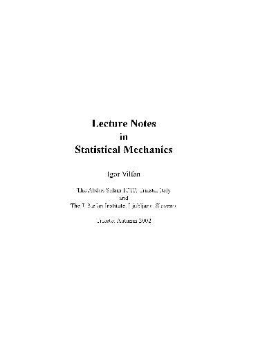 Lecture notes in statistical mechanics