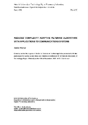 Reduced Complexity Adaptive Filtering Algorithms with Applications to Communications Systems