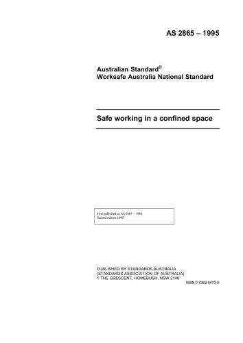 Safety standards Safe working in a confined space