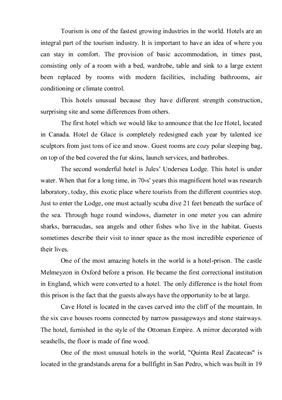 Tourism is one growing industries of the world. Индустрия туризма. Самые необычные гостиницы мира