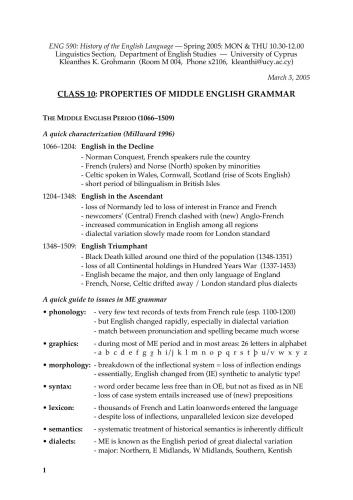 Properties of Middle English Grammar