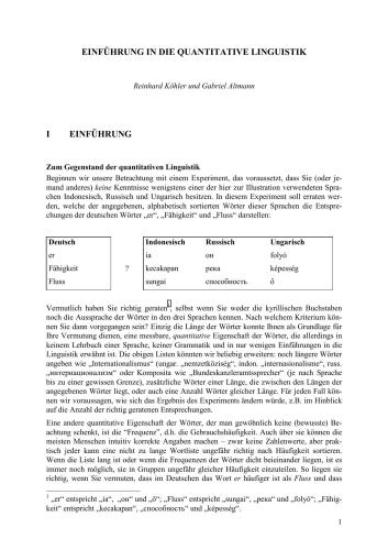 Einführung in die quantitative Linguistik