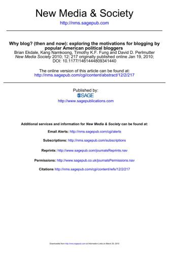 Why blog? (then and now): exploring the motivations for blogging by popular American political bloggers