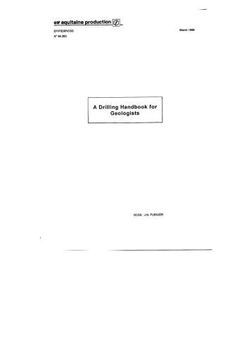 ELF Aquitaine Production. A Drilling Handbook for Geologists