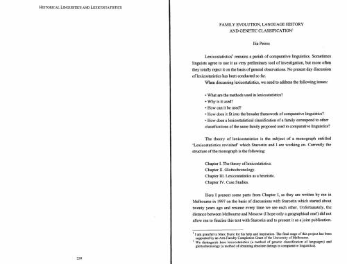 Family evolution, language history and genetic classification