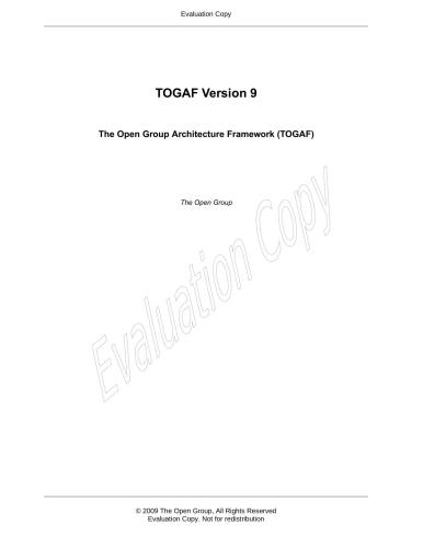 TOGAF. The Open Group Architecture Framework. Version 9. English version