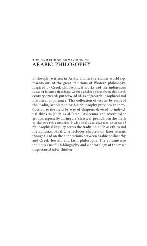 The Cambridge Companion to Arabic Philosophy