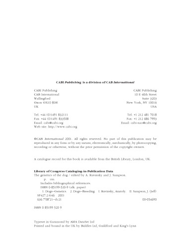 The Genetics of the Dog