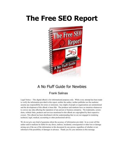 The free SEO report. A no fluff guide for newbies