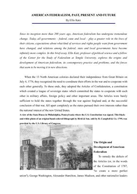 American federalism, past, present and future