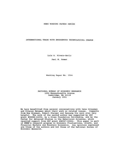 Rivera-Batiz, Romer International trade with endogenous technological change