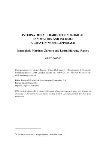 Martinez-Zarzoso, Marquez-Ramos International trade, technological innovation and income: a gravity model approach