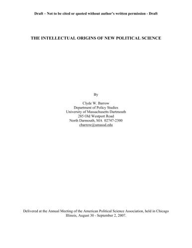 The Intellectual Origins of New Political Science