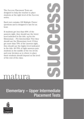 Success Elementary - Upper Intermediate Matura Placement Test