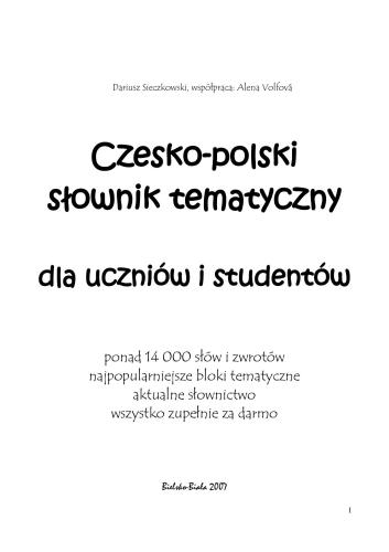 Czesko-polski słownik tematyczny dla uczniów i studentów