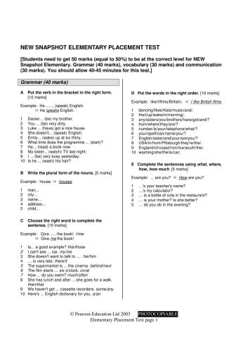 New Snapshot Placement Tests with answer key