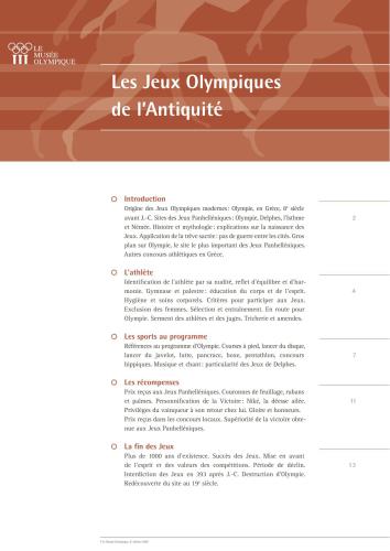 Les Jeux Olympiques de l'Antiquité