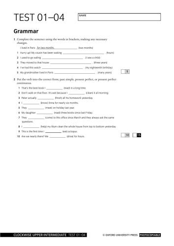 Clockwise. Upper-Intermediate. Tests with answers