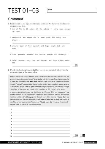 Clockwise. Advanced. Tests with answers