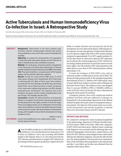 Active Tuberculosis and Human Immunodeficiency Virus