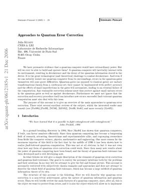 Approaches to Quantum Error Correction