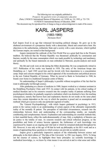 Karl Jaspers (1883-1969)