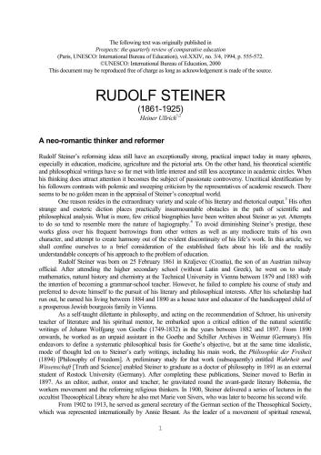 Rudolf Steiner (1861-1925)