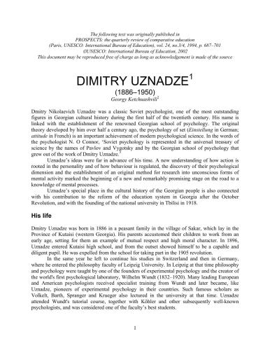 Dimitry Uznadze (1886-1950)