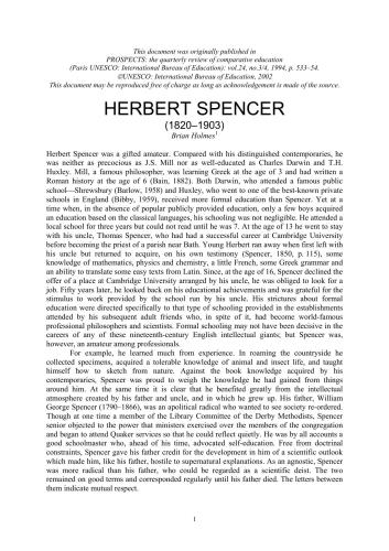 Herbert Spencer (1820-1903)