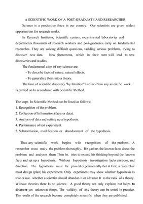 My research work, A scientific work of a post