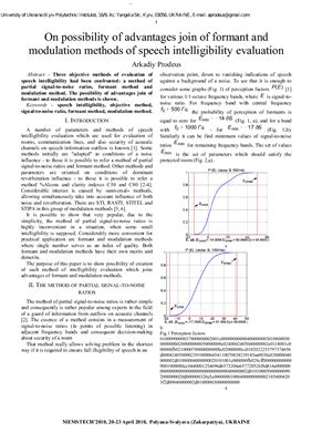 On Possibility of Advantages Join of Formant and Modulation Methods of Speech Intelligibility Evaluation