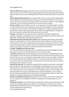 Top 10 Negotiation Tips