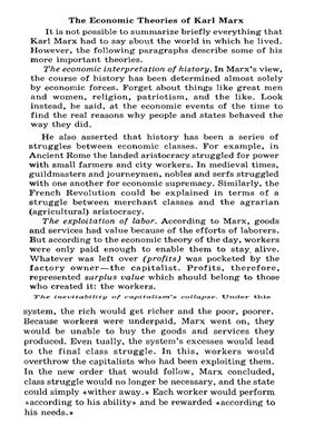 The economic theories of Karl Marx