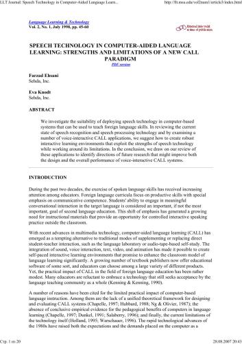 Speech Technology in Computer-Aided Language Learning