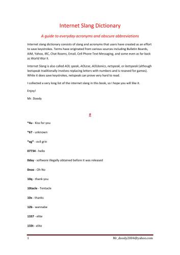 Internet Slang Dictionary