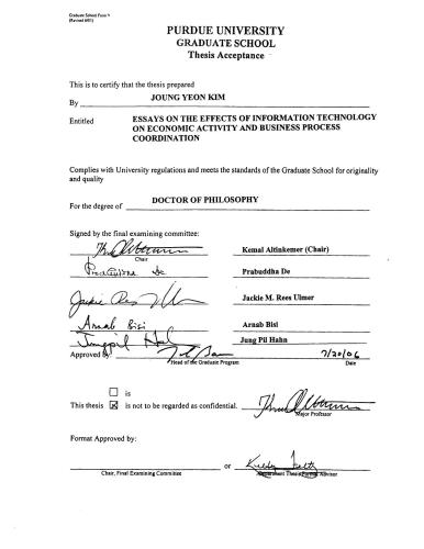Kim Essays on the effects of information technology on economic activity and business process coordination