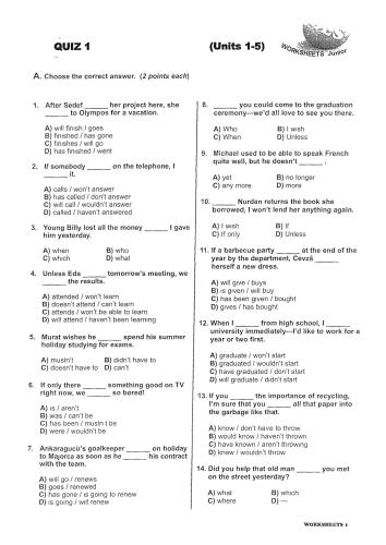 English Language Studies Wooksheets Junior