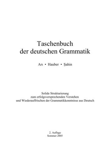 Taschenbuch der deutschen Grammatik