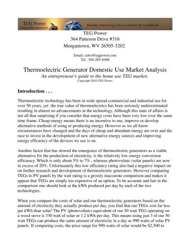 An entrepreneur's guide to the home use TEG market