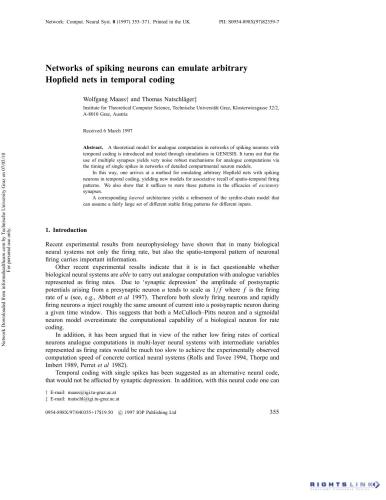Networks of spiking neurons can emulate arbitrary Hopfield nets in temporal coding
