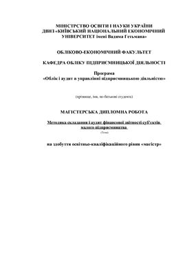 Методика складання і аудит фінансової звітності суб’єктів малого підприємництва