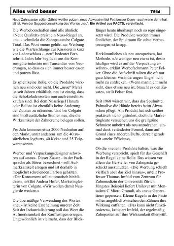 Werbung - Texte mit Aufgaben