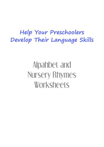 Nursery Rhymes Worksheets: Help Your Preschoolers Develop Their Language Skills