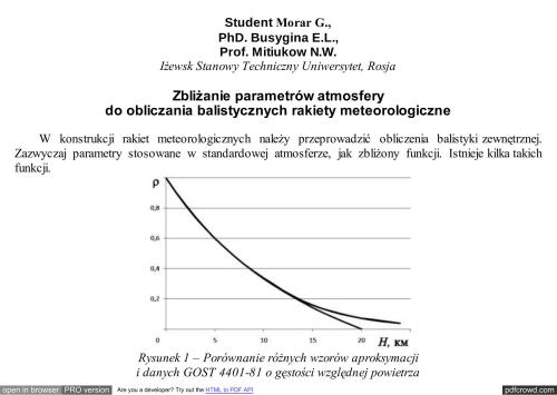 Zbliżanie parametrów atmosfery do obliczania balistycznych rakiety meteorologiczne