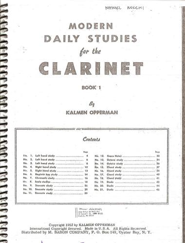 Modern Daily Studies for the Clarinet. Book 1